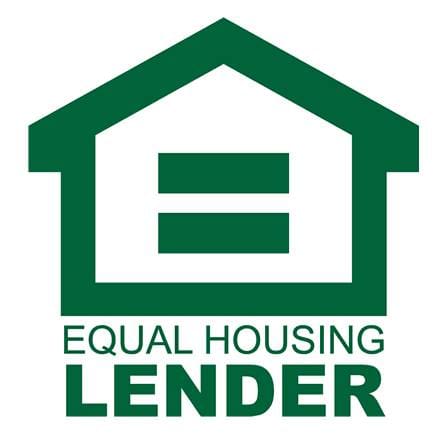A green and white logo for an equal housing lender.
